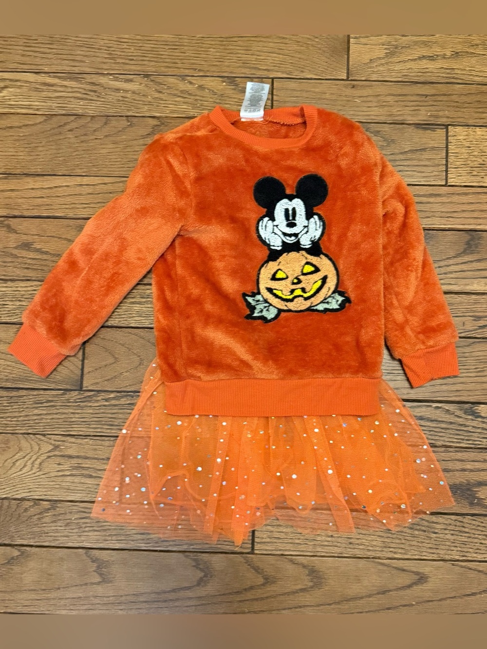 Disney Mickey Mouse Velour Halloween Sweatshirt & Tutu Set Orange Girls 4T